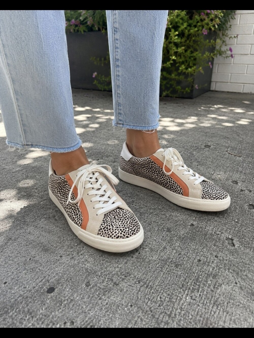 Madewell Womens Genuine Calf Hair Animal Print Leather Lace-Up Sneakers